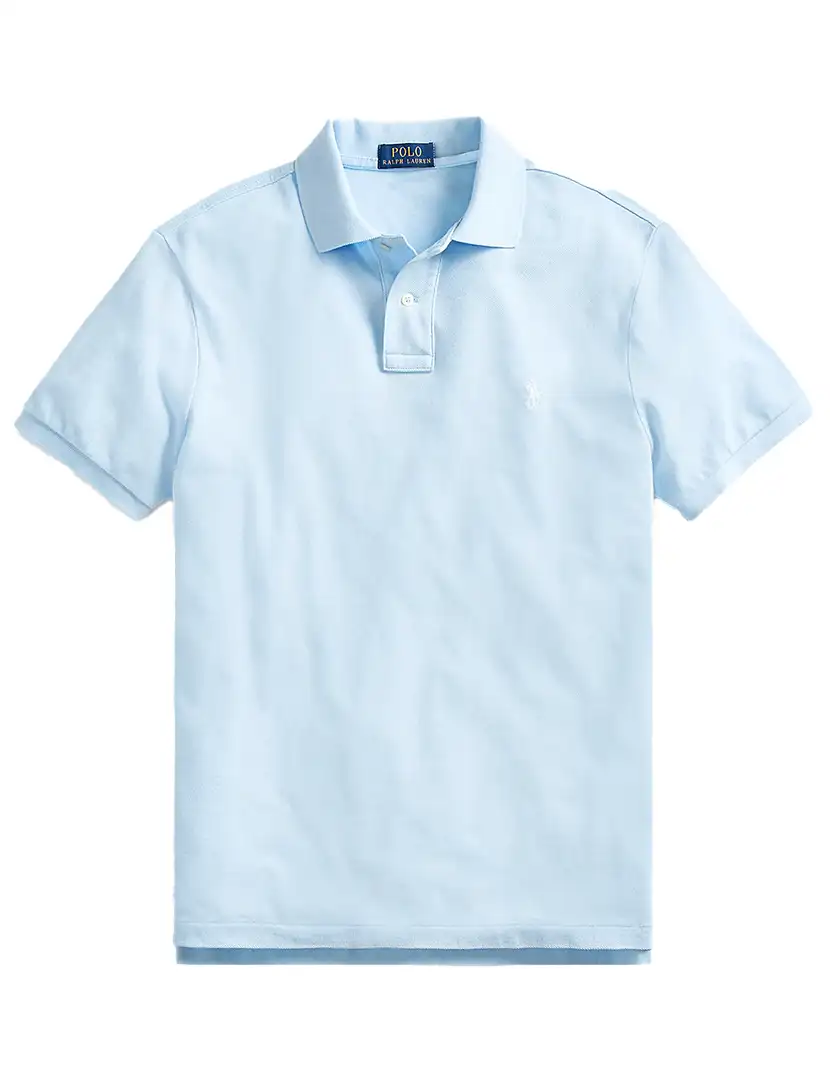 Pólo Slim Fit Azul Claro Logotipo Branco