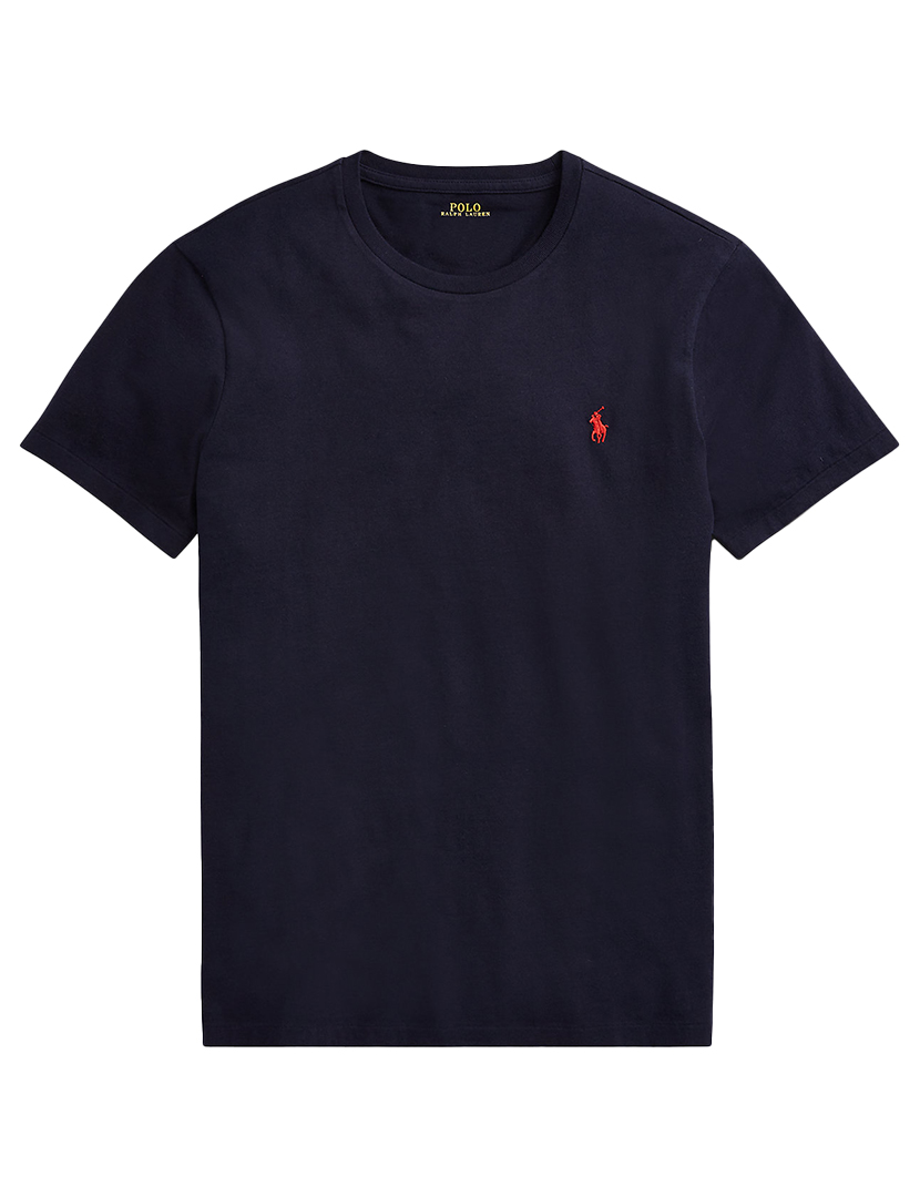 T-Shirt Slim Fit Azul Marinho Logotipo Vermelho