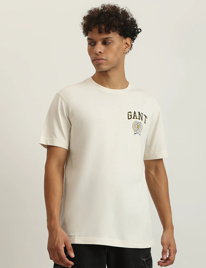 T-Shirt Gráfica Crest Bege