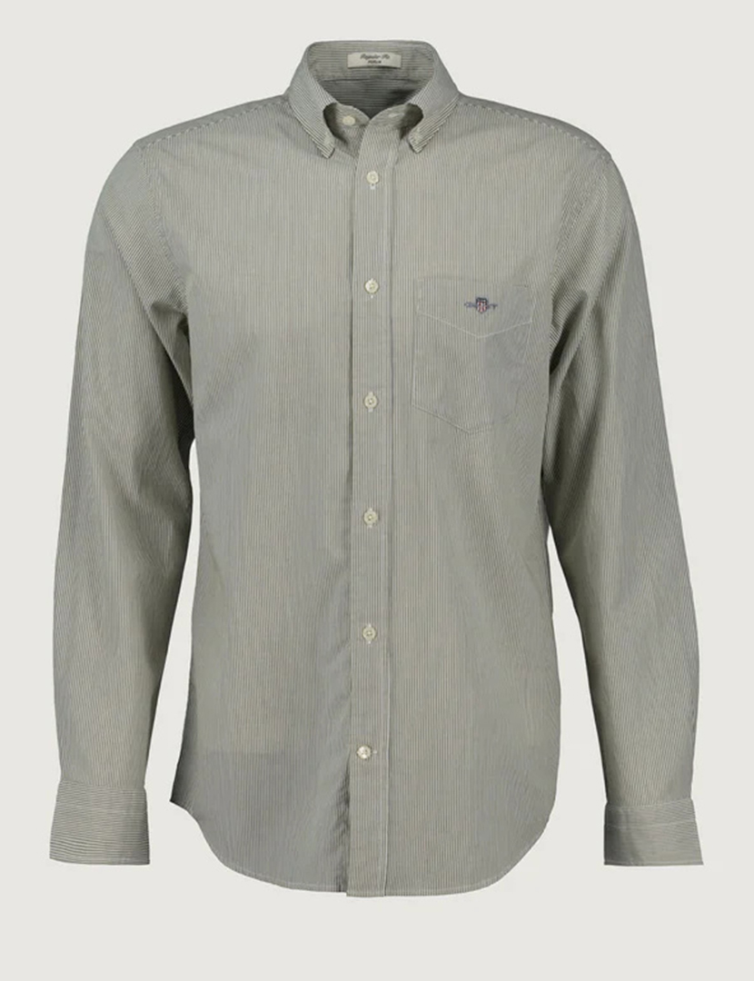 Camisa de manga comprida riscas banker Verde
