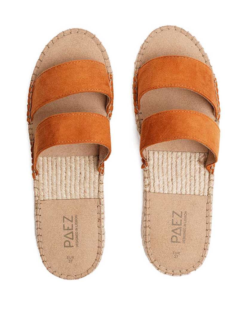 Sandálias Straps Vegan Suede Camel