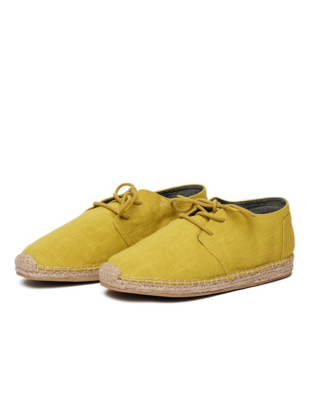Sapatos Laces Raw Linen Olive Woman