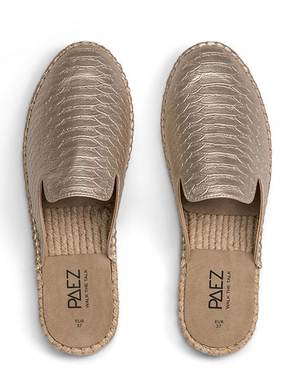 Mules Moc Vegan Leather Snake Gold