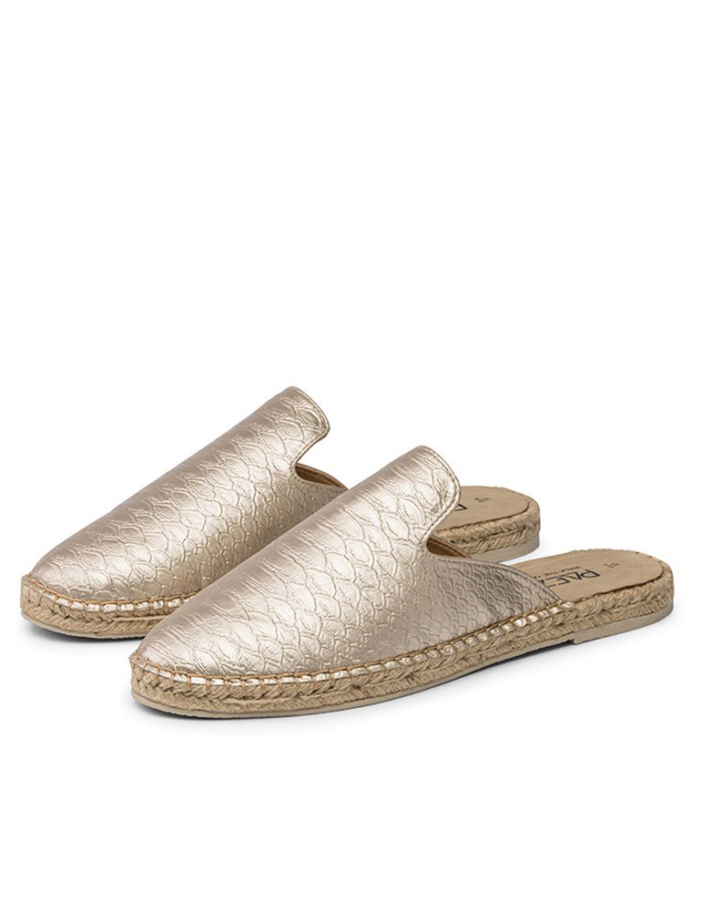 Mules Moc Vegan Leather Snake Gold