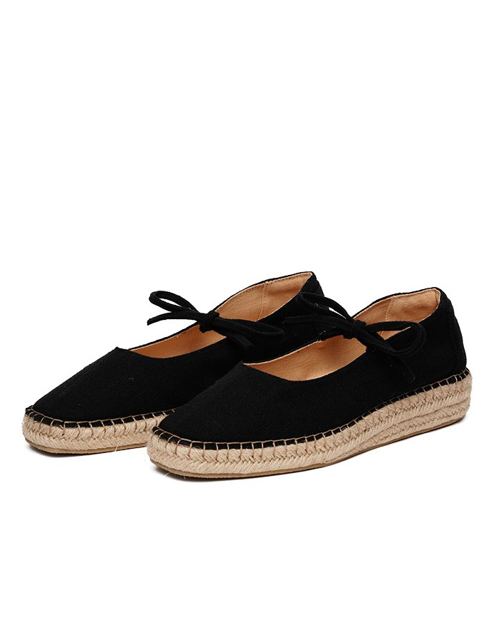 Mary Jane Tulipa Raw Linen Black