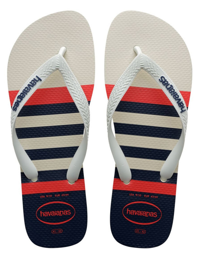 Top Nautical White and Navy Flip Flops