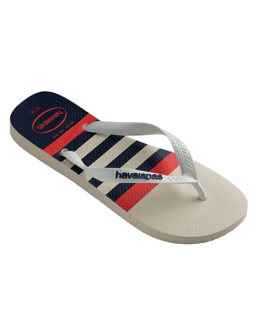 Top Nautical White and Navy Flip Flops