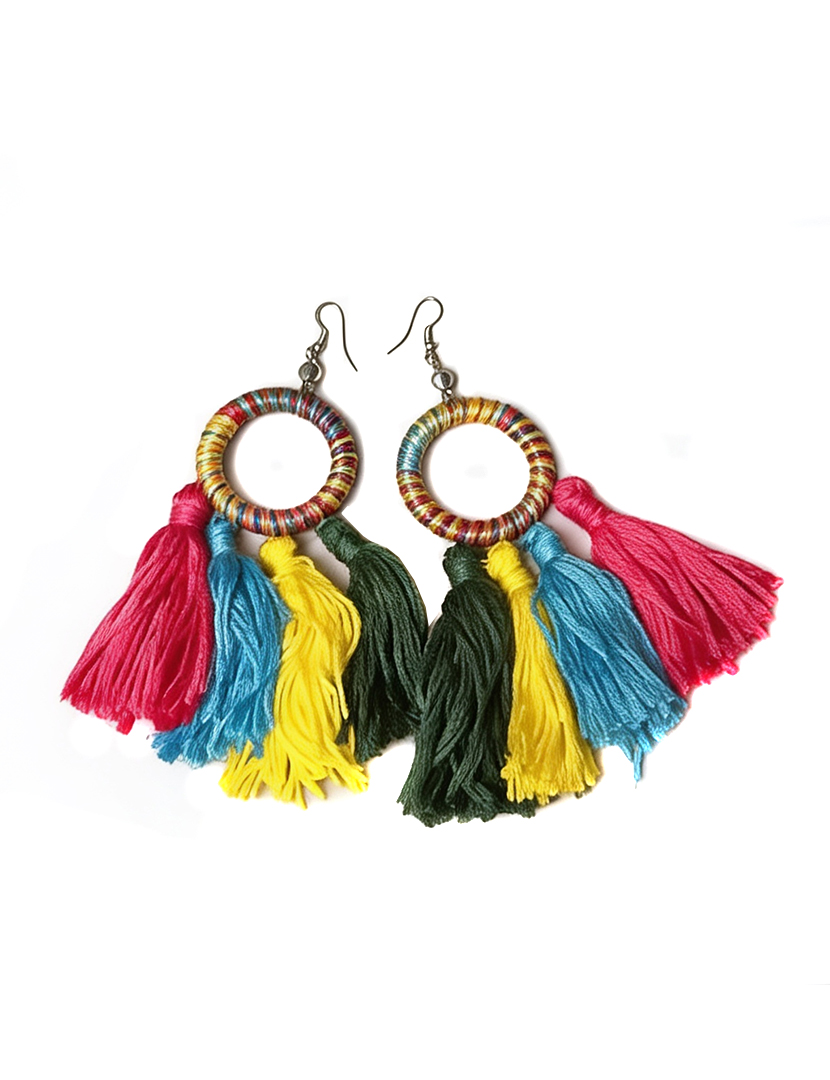 Brincos Pendente Circulo Multicor