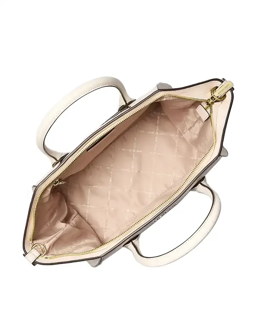 Avril Leather Satchel Cream