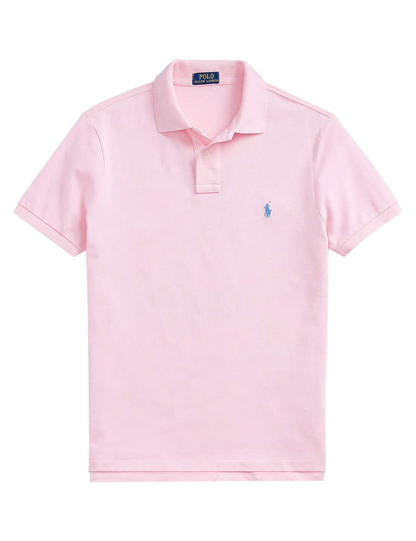 Pólo Custom Slim Fit Rosa Logotipo Roxo