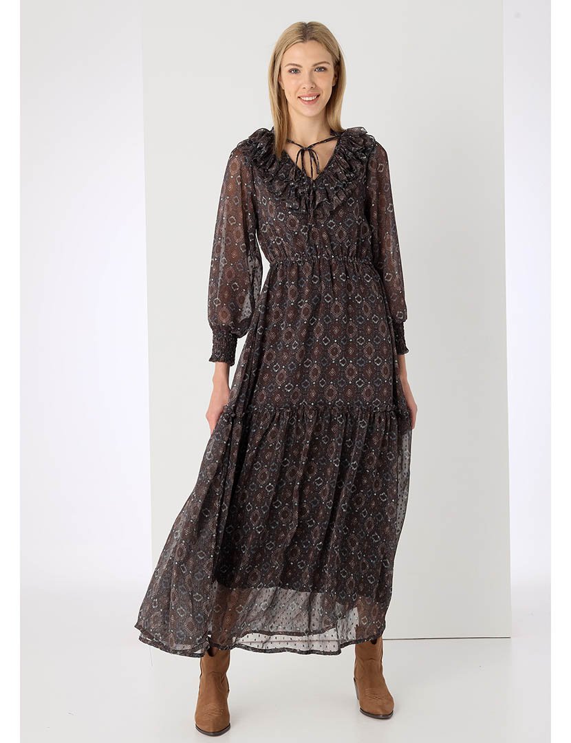 Vestido Comprido Senhora Estampado Multicor