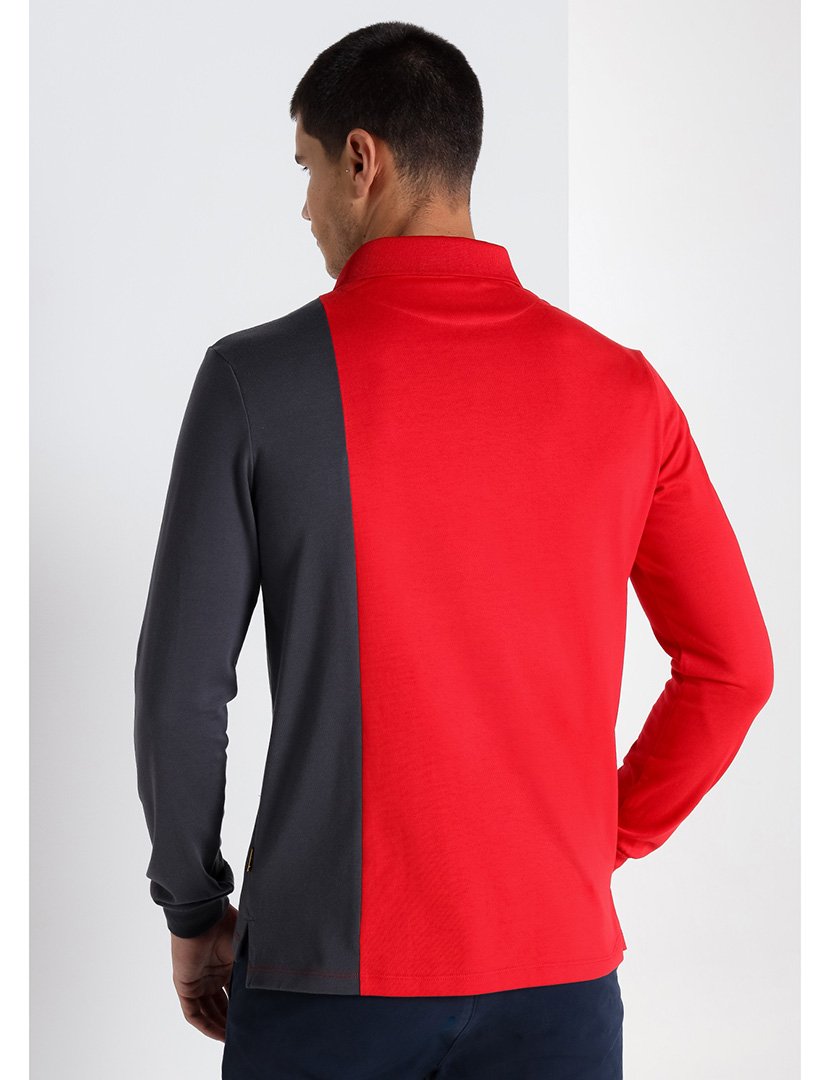 Pólo Homem Vermelho e Cinzento