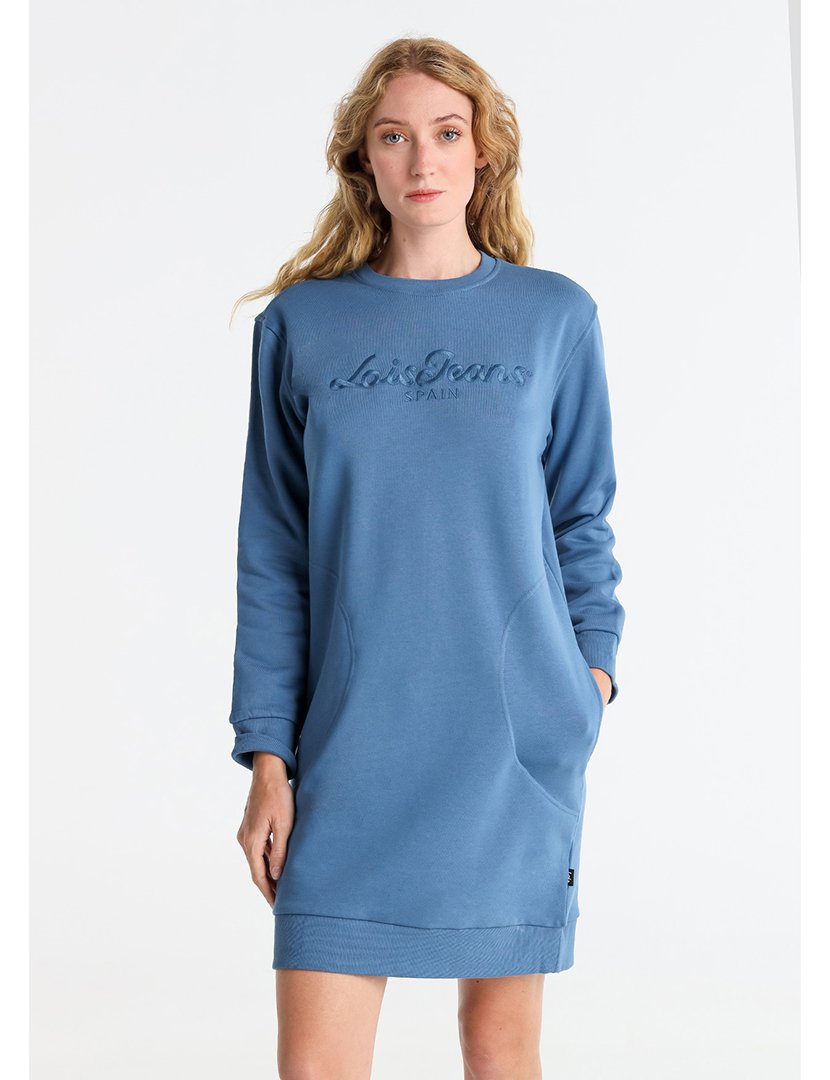 Vestido Estilo Sweatshirt Senhora Azul