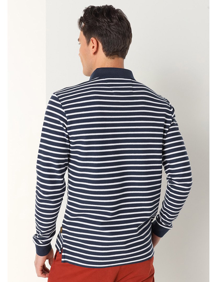 Pólo Homem Listrado Azul e Branco