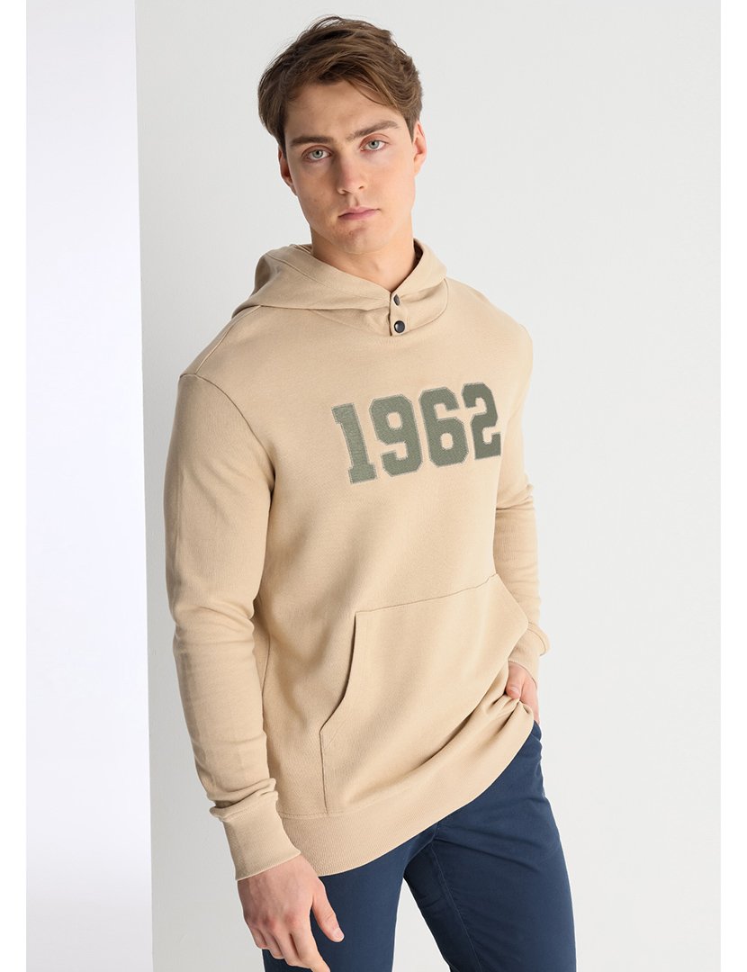 Sweatshirt com Capuz Homem Bege