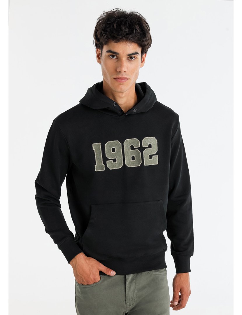 Sweatshirt com Capuz Homem Preto