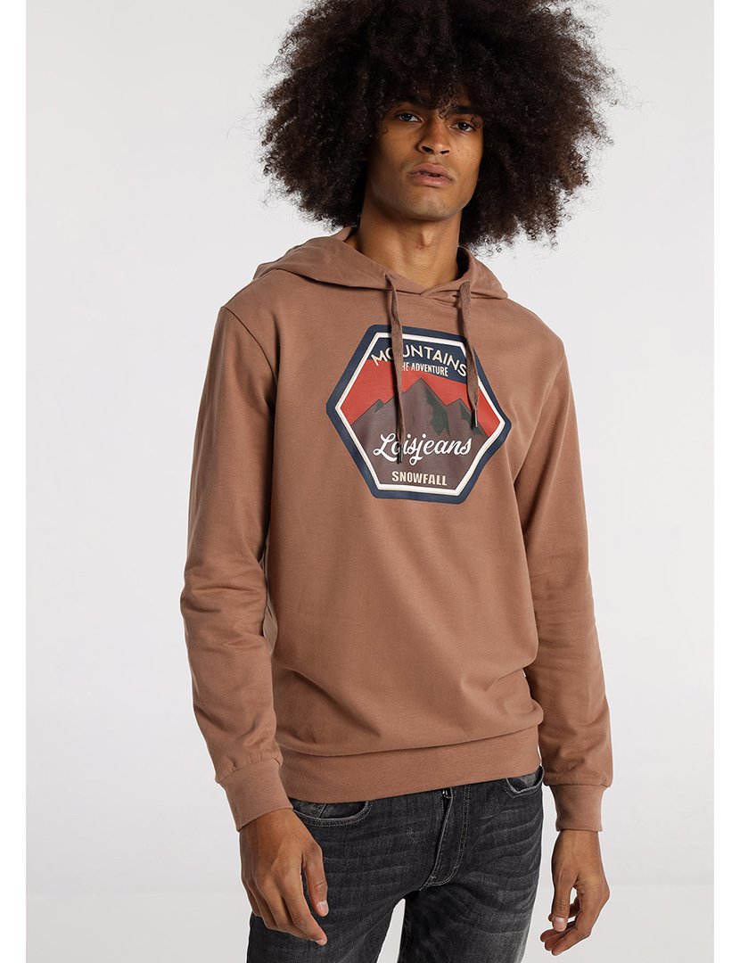 Sweatshirt com Capuz Homem Castanho