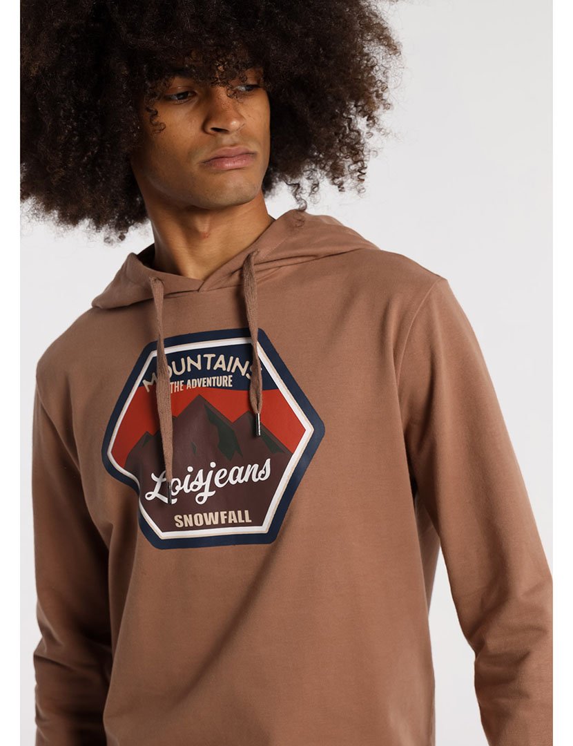 Sweatshirt com Capuz Homem Castanho