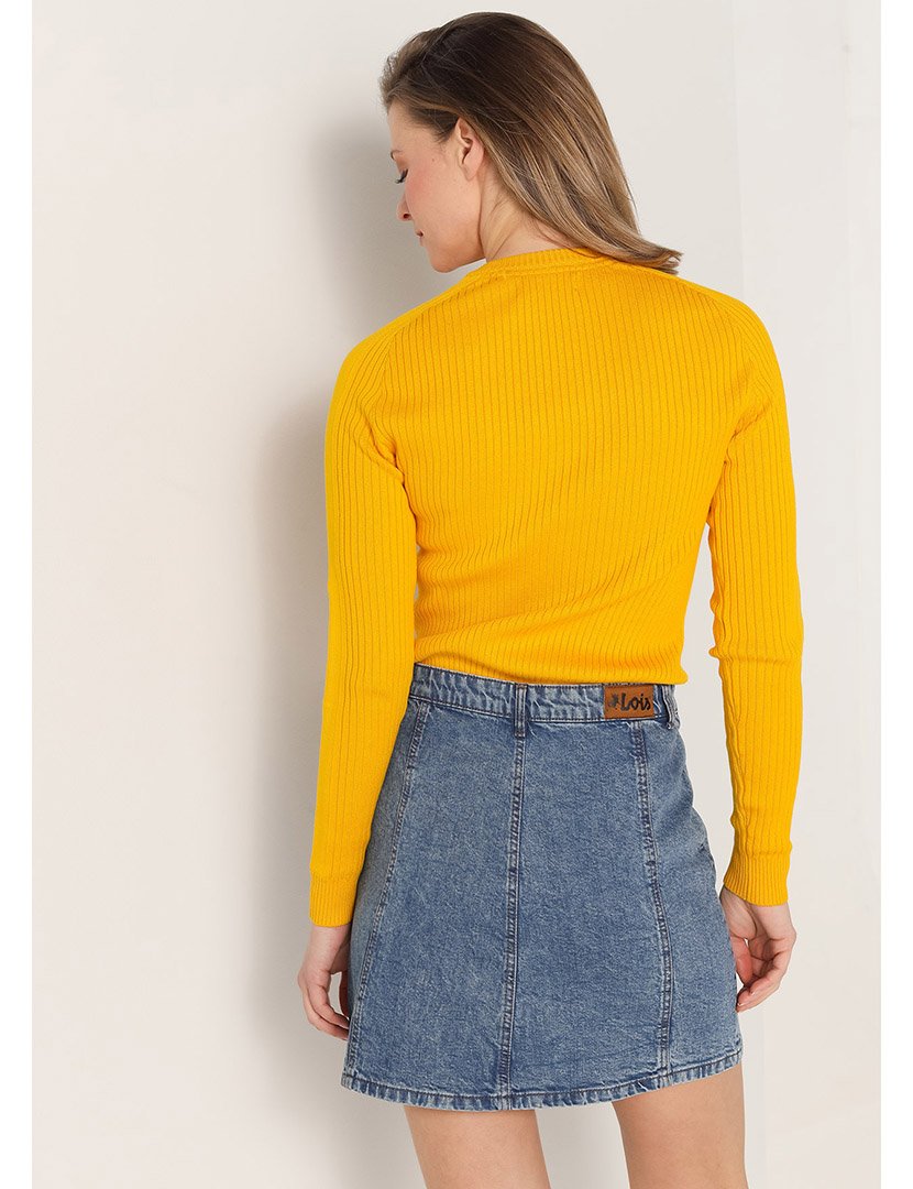 Saia Ganga Senhora com Botões Azul