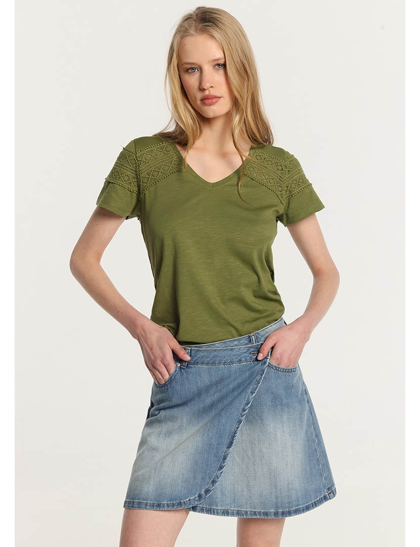 Saia Ganga Senhora Cruzada com Botão Azul