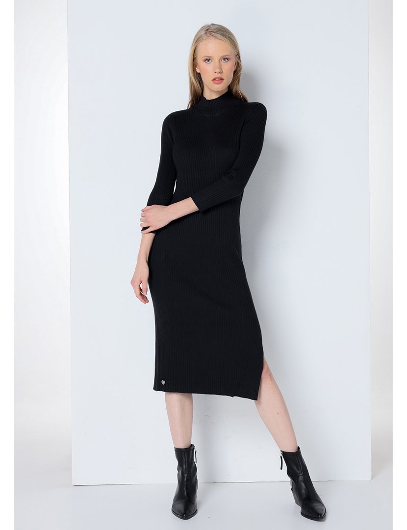 Vestido Malha Midi Senhora Preto