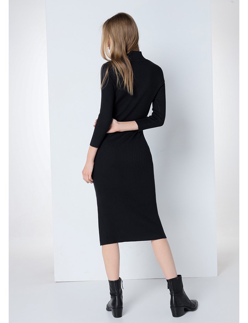 Vestido Malha Midi Senhora Preto