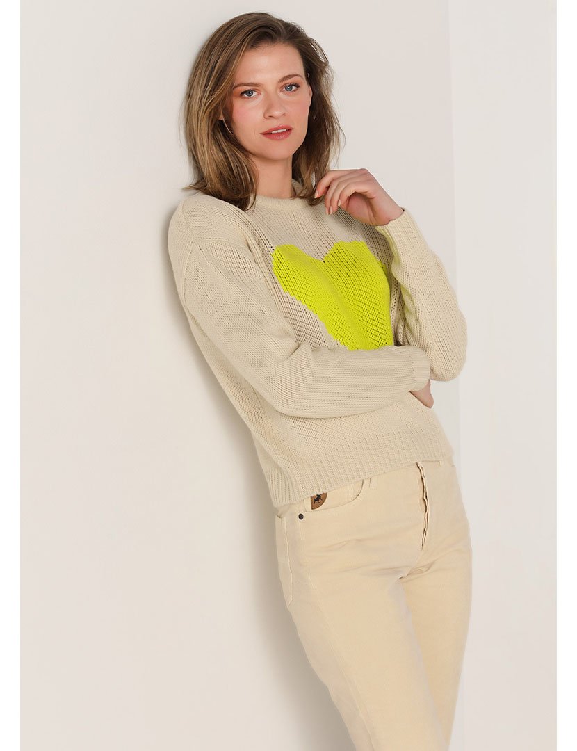 Camisola Malha Senhora Bege e Amarelo