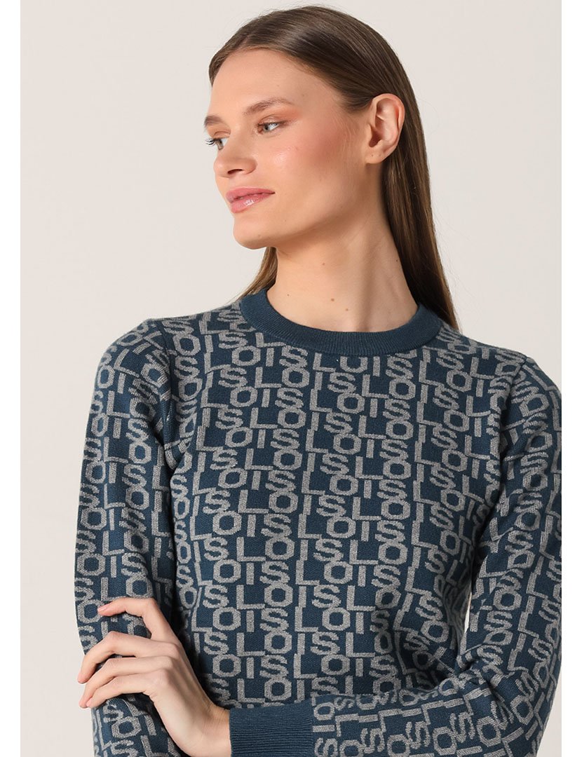 Camisola Malha Senhora com Padrão Azul