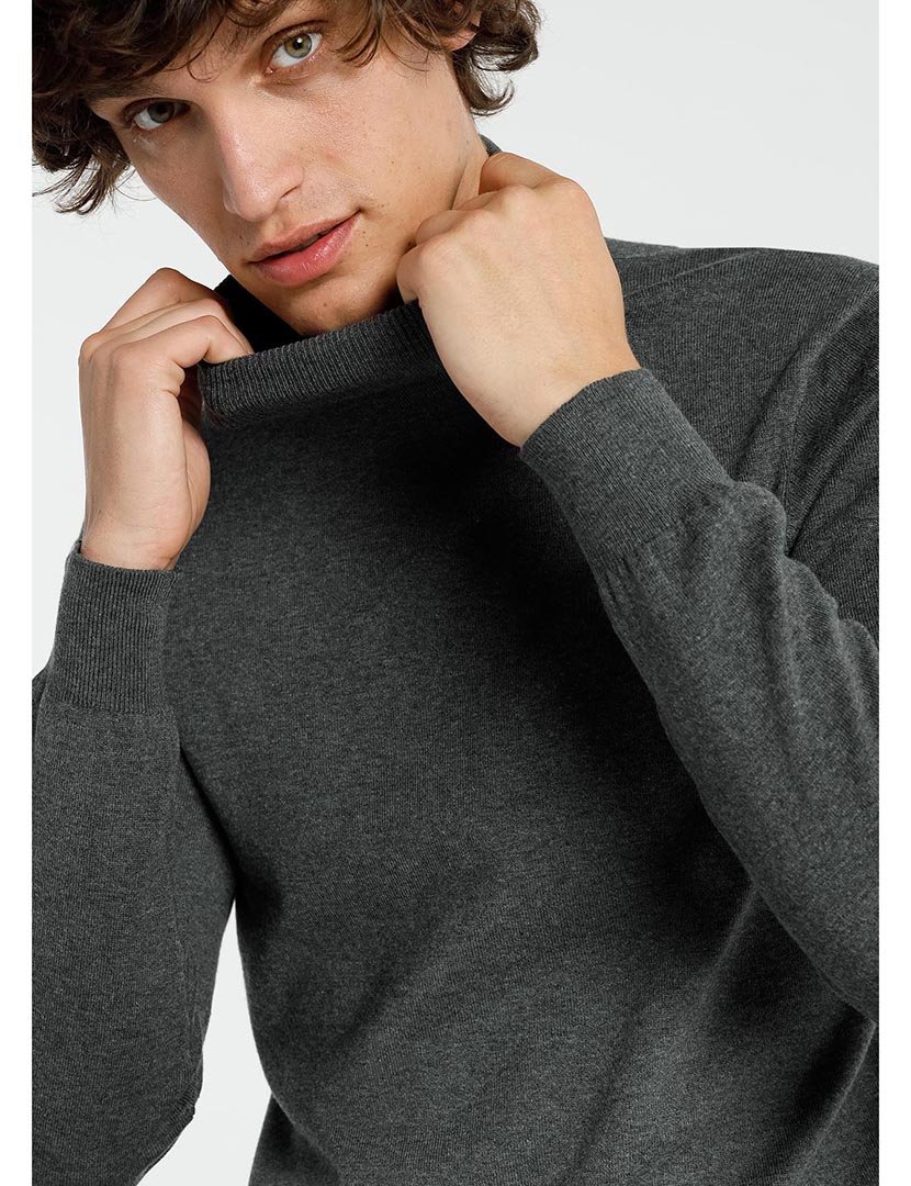 Camisola Gola Alta Homem Cinzento