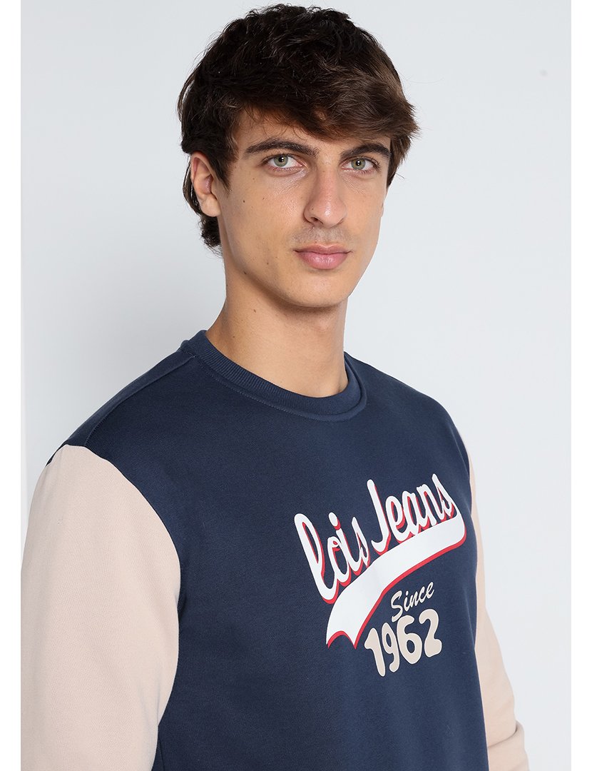 Sweatshirt Homem Azul e Bege