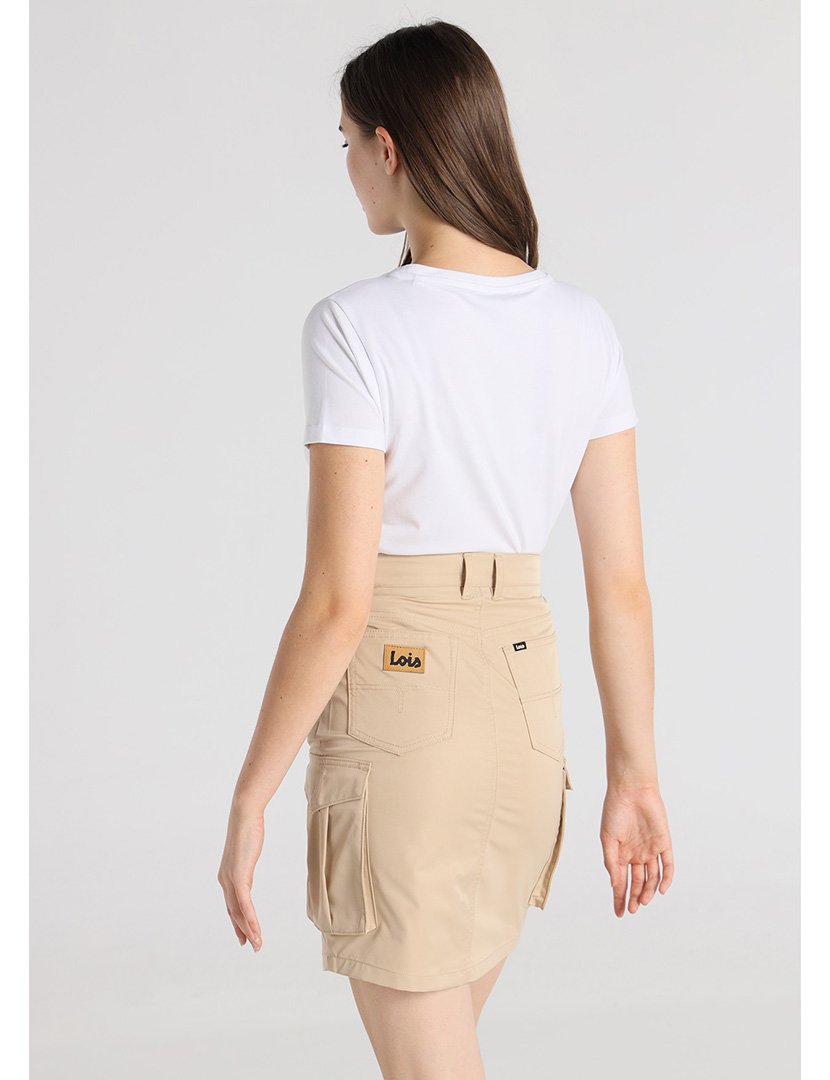 Saia Senhora com Pregas na Cintura Castanho