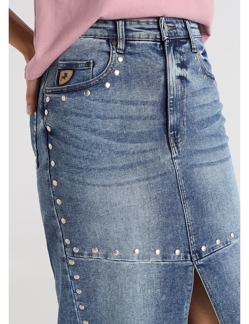 Saia Comprida Senhora Midi Azul