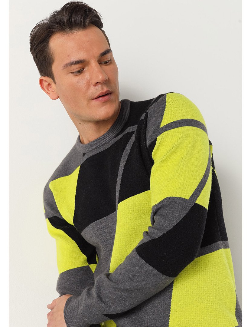 Camisola Homem Cinzento e Amarelo