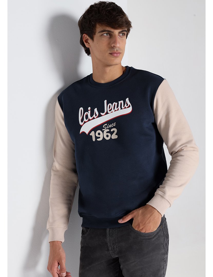 Sweatshirt Homem Azul e Bege