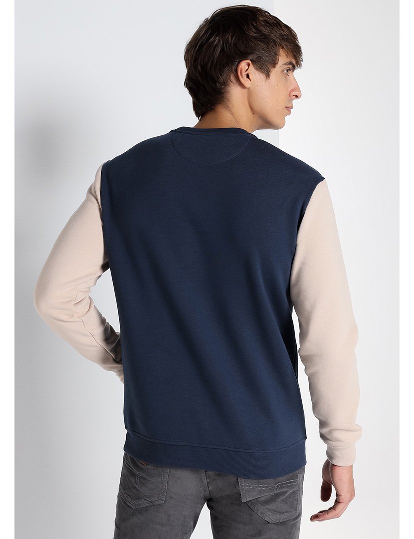 Sweatshirt Homem Azul e Bege