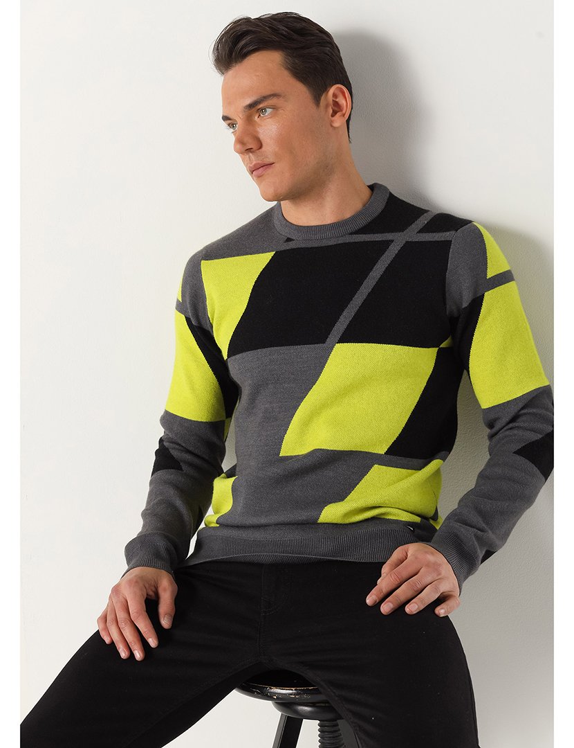 Camisola Homem Cinzento e Amarelo