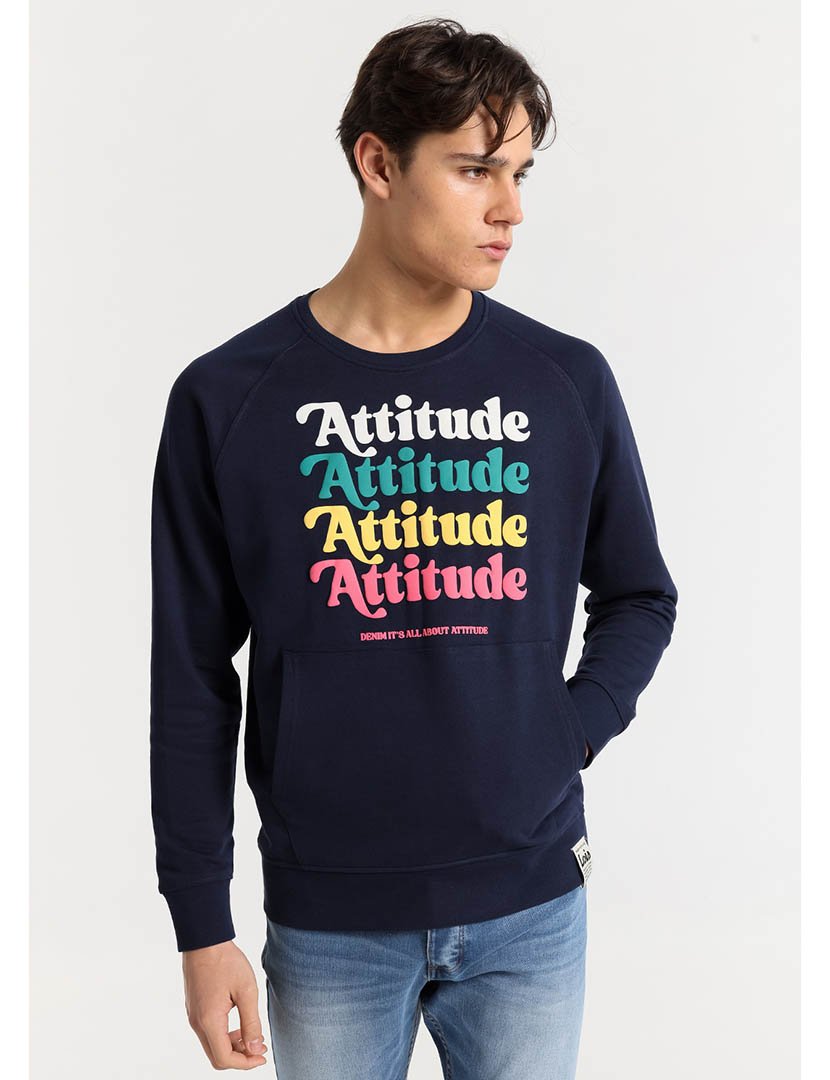 Sweatshirt com Bolso Homem Azul