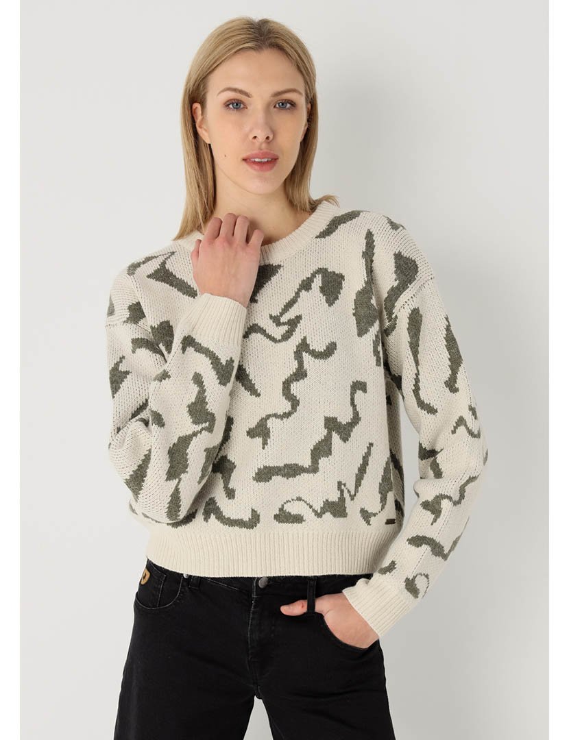 Camisola Malha Senhora Bege e Verde
