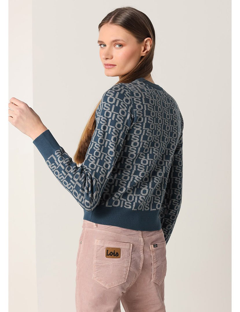 Camisola Malha Senhora com Padrão Azul