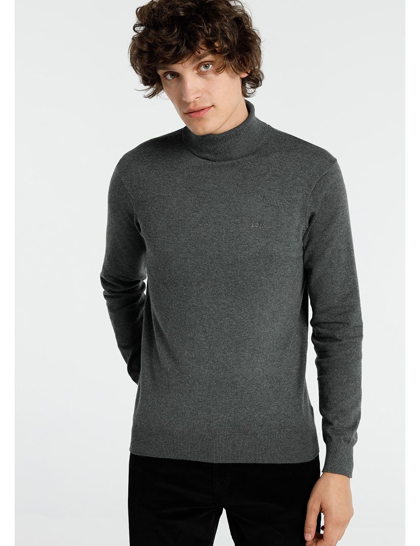 Camisola Gola Alta Homem Cinzento