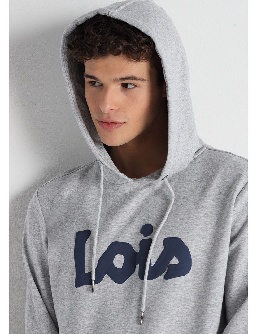 Sweatshirt com Capuz Homem Cinzento
