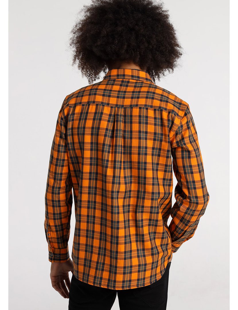 Camisa Homem com Padrão Laranja e Cinzento