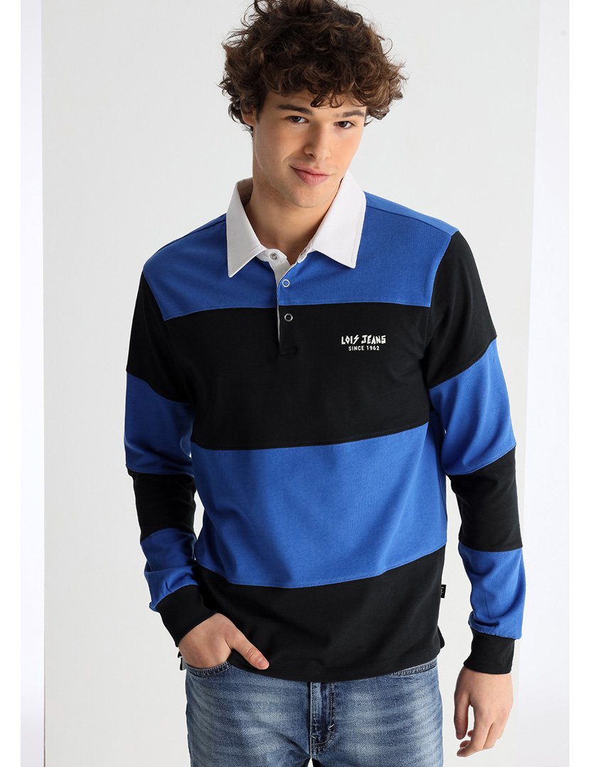 Pólo Homem Preto e Azul