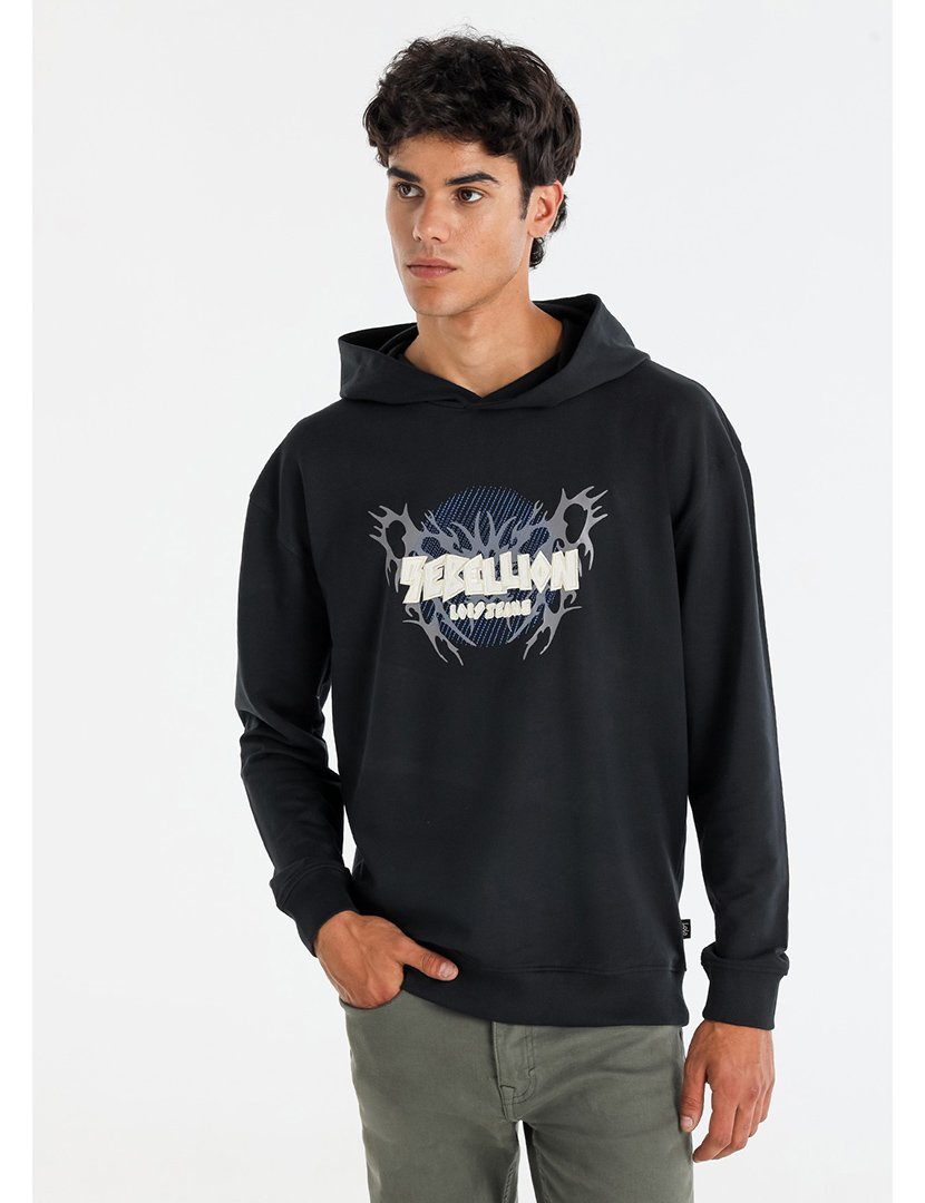 Sweatshirt com Capuz Homem Preto