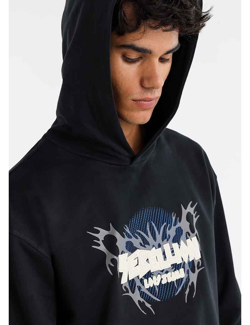 Sweatshirt com Capuz Homem Preto