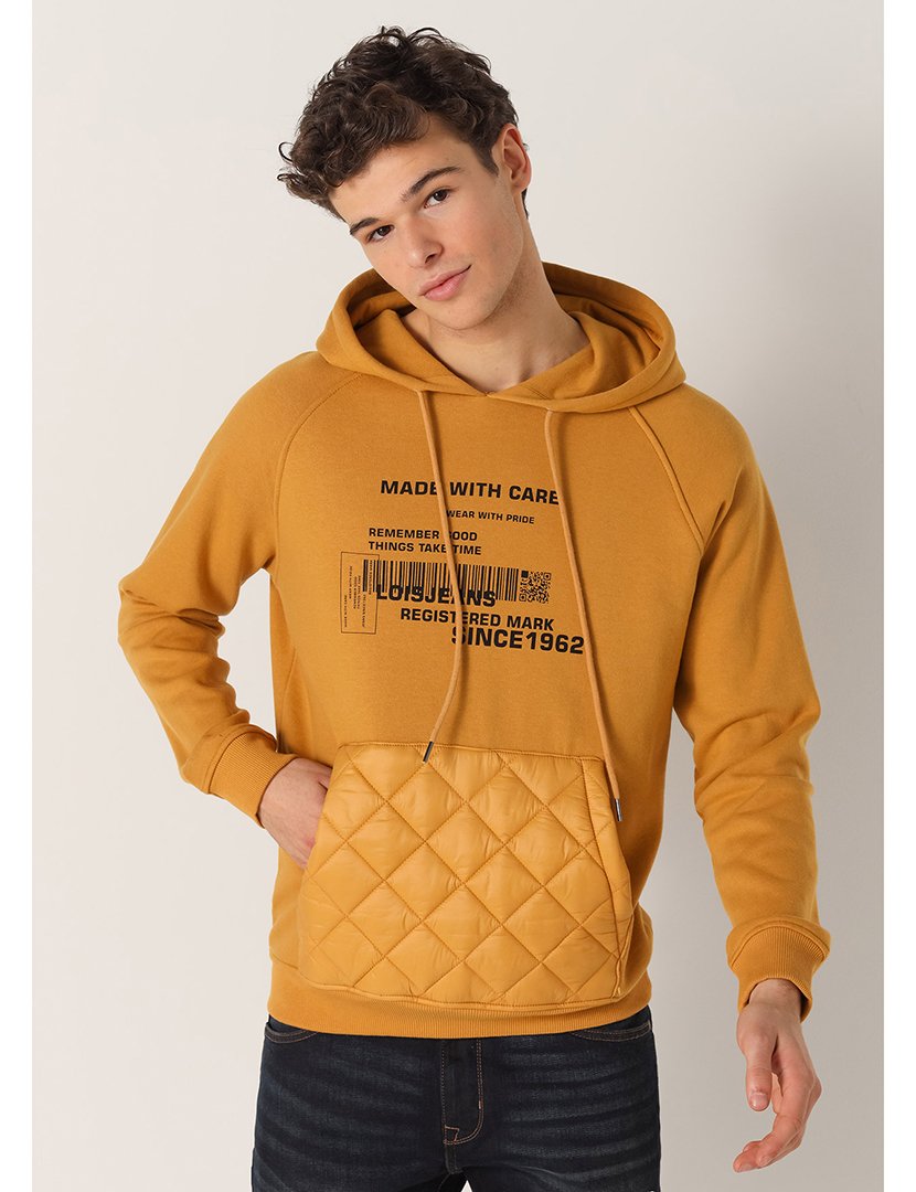 Sweatshirt com Capuz Homem Amarelo