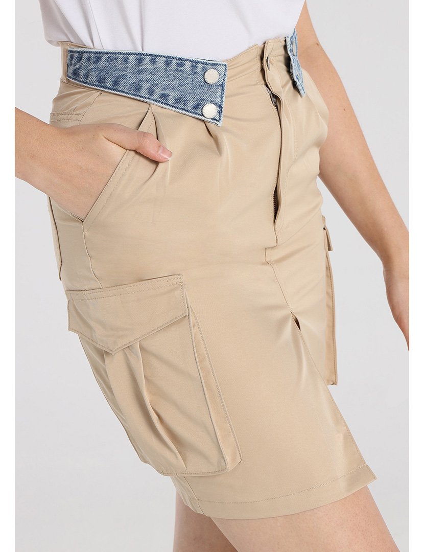 Saia Senhora com Pregas na Cintura Castanho