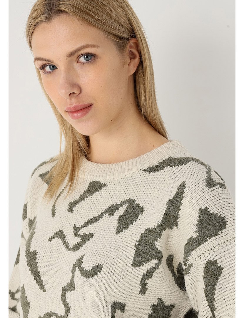 Camisola Malha Senhora Bege e Verde