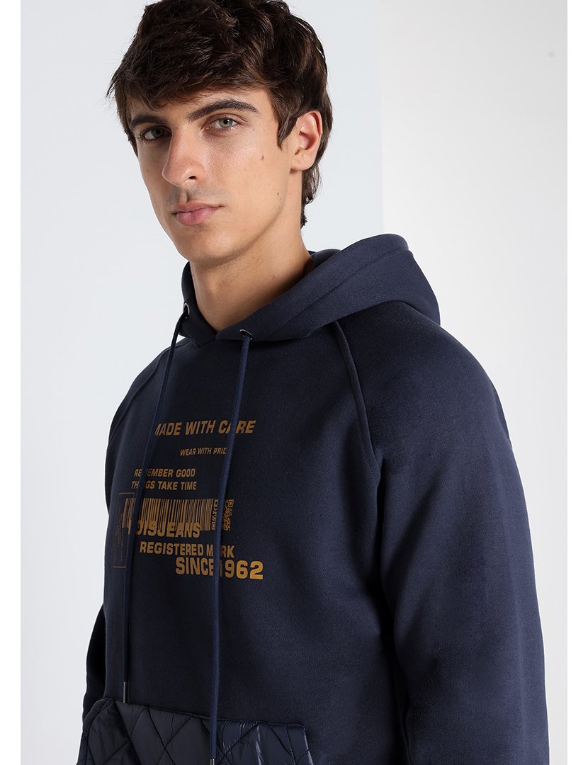Sweatshirt com Capuz Homem Azul