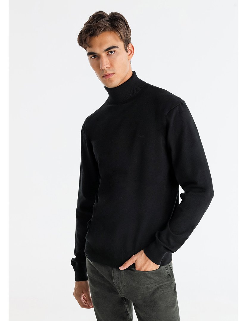 Camisola Gola Alta Homem Preto